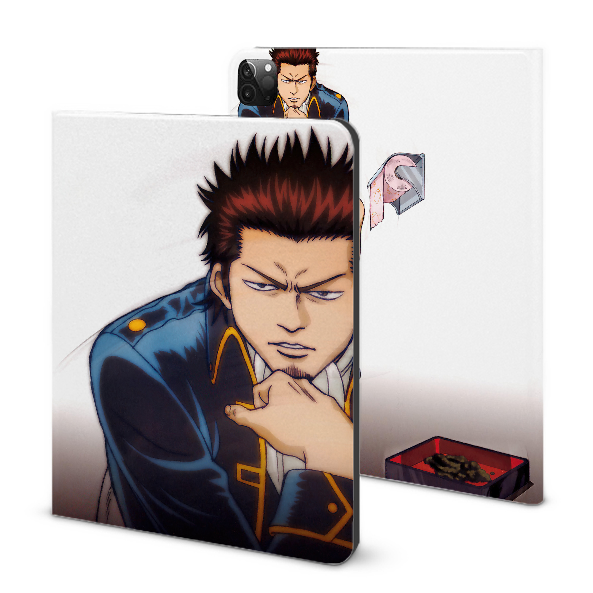 （画像用） ぎんたま 坂田銀時（さかたぎんとき） 神楽 志村新八（しむら しんぱち） GINTAMA Sakata Gintoki Kagura Shimura Shinpachi IPadケース ペンホルダー付き ブックスタイルデザイン